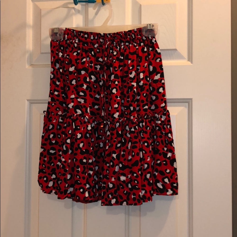 Red Animal Print Flowy Skirt